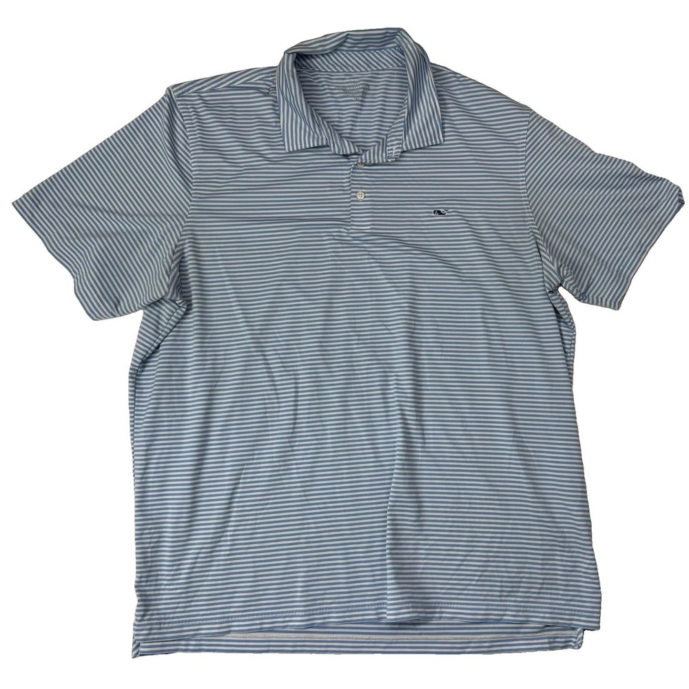 Vineyard Vines Performance Polo Mens Size XXL Blue and White Whale Pattern
